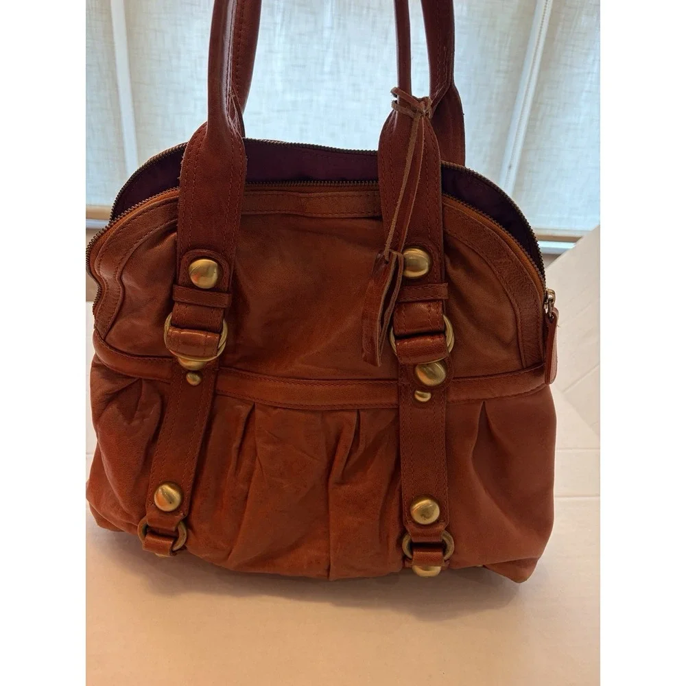 TANO Handbag Soft‎ Leather Zip Shoulder Bag Hobo - Red Orange - Please Read